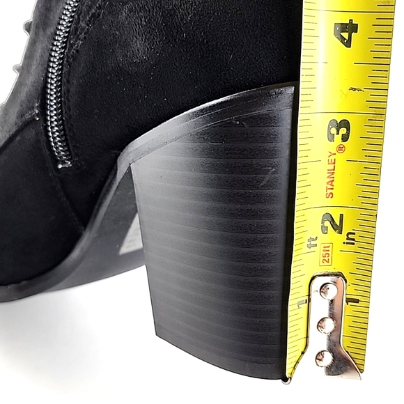 Forever 21 Black Faux Suede Heeled Lace Up Ankle Boots Side Zipper Size 7.5 - Picture 16 of 16